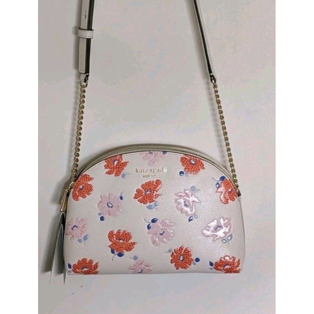 Kate Spade Morgan Dotty Floral Double Zip Dome Crossbody Bag White Multi NWT
